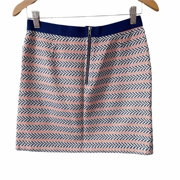 GAP Factory Striped Geometric Print Pencil Skirt Women's Size 0R Exposed Zipper - Picture 2 of 8